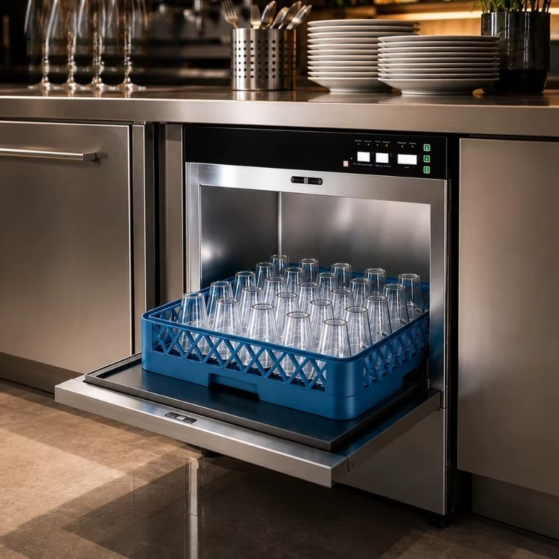 Commercial Undercounter Dishwasher - Lavavajillas bajo encimera, acero inoxidable, eléctrico,