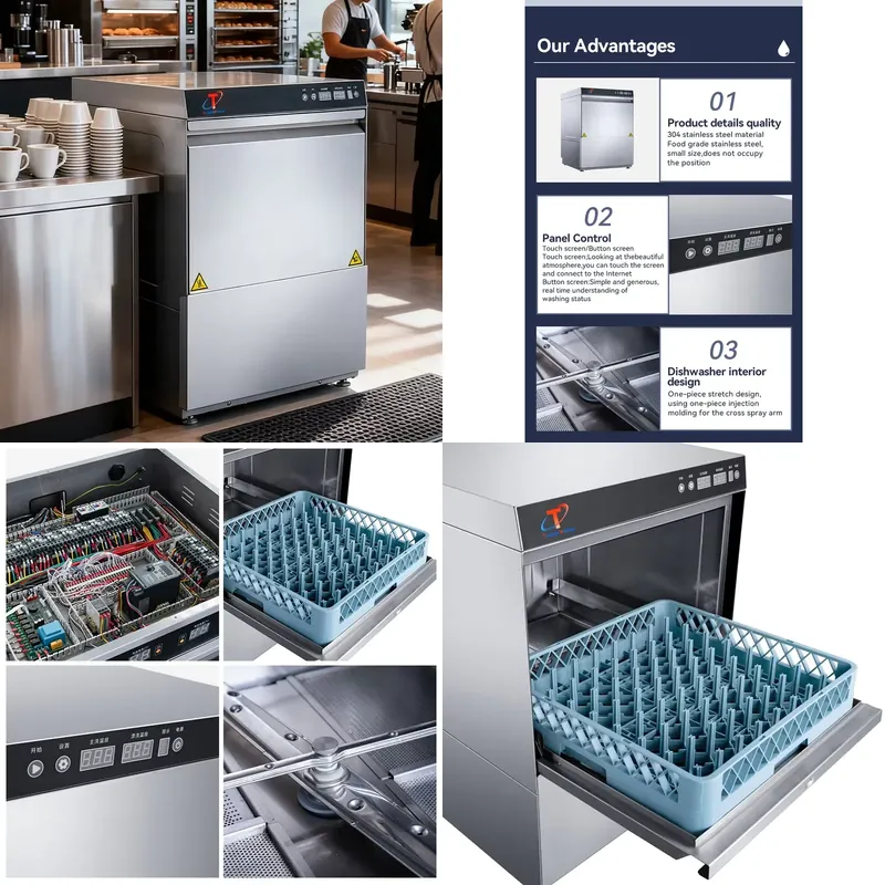 Glass Washer Machine Bar Commercial - Lavavajillas Comercial Bajo Mostrador, Lavadora de